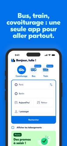 Écran d’accueil de BlaBlaCar