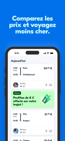 Capture App Store 2 de BlaBlaCar : Écran de travail : le geste quotidien