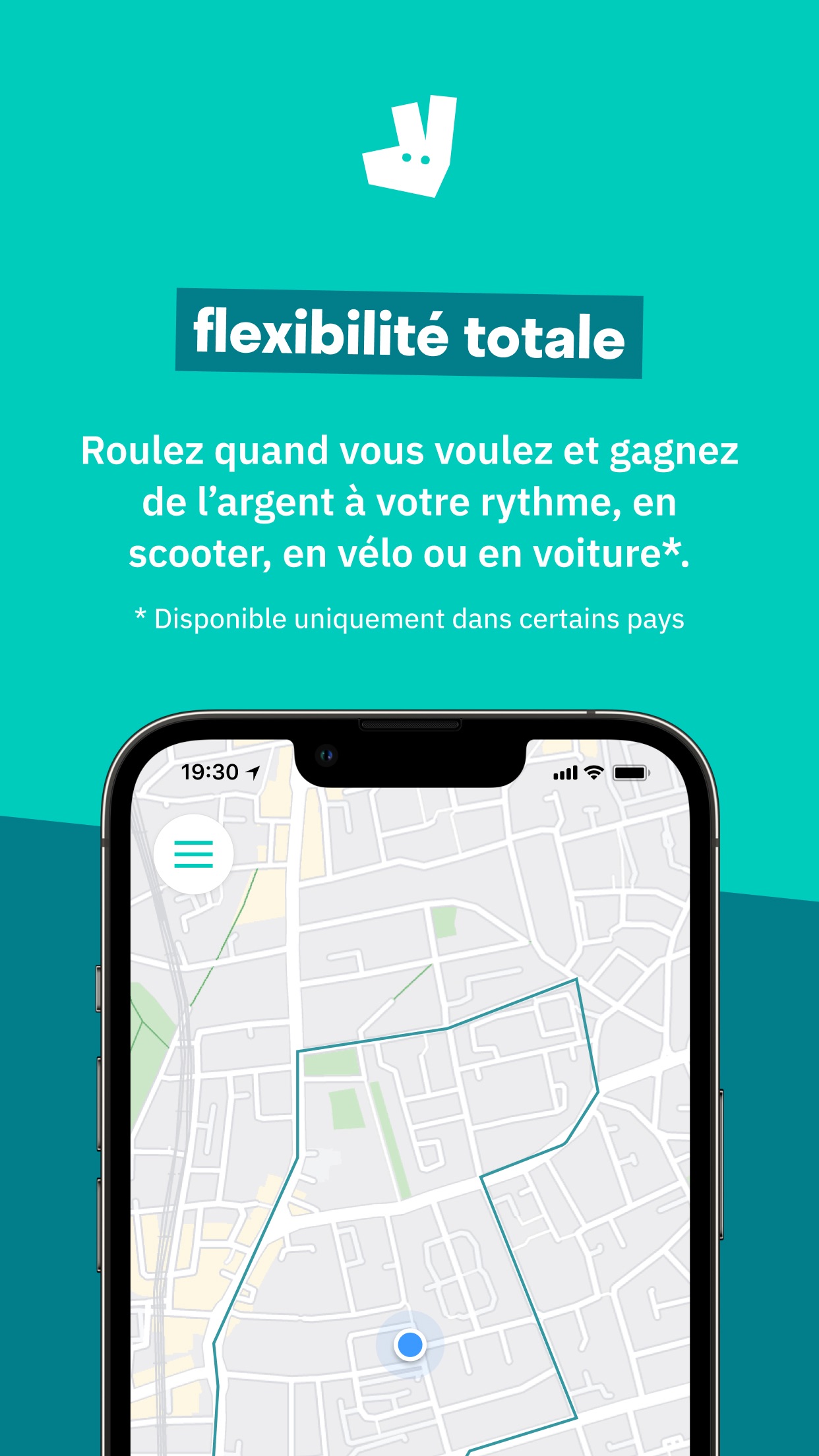 Capture App Store 7 : Carte coursier : zone, disponibilité, véhicule