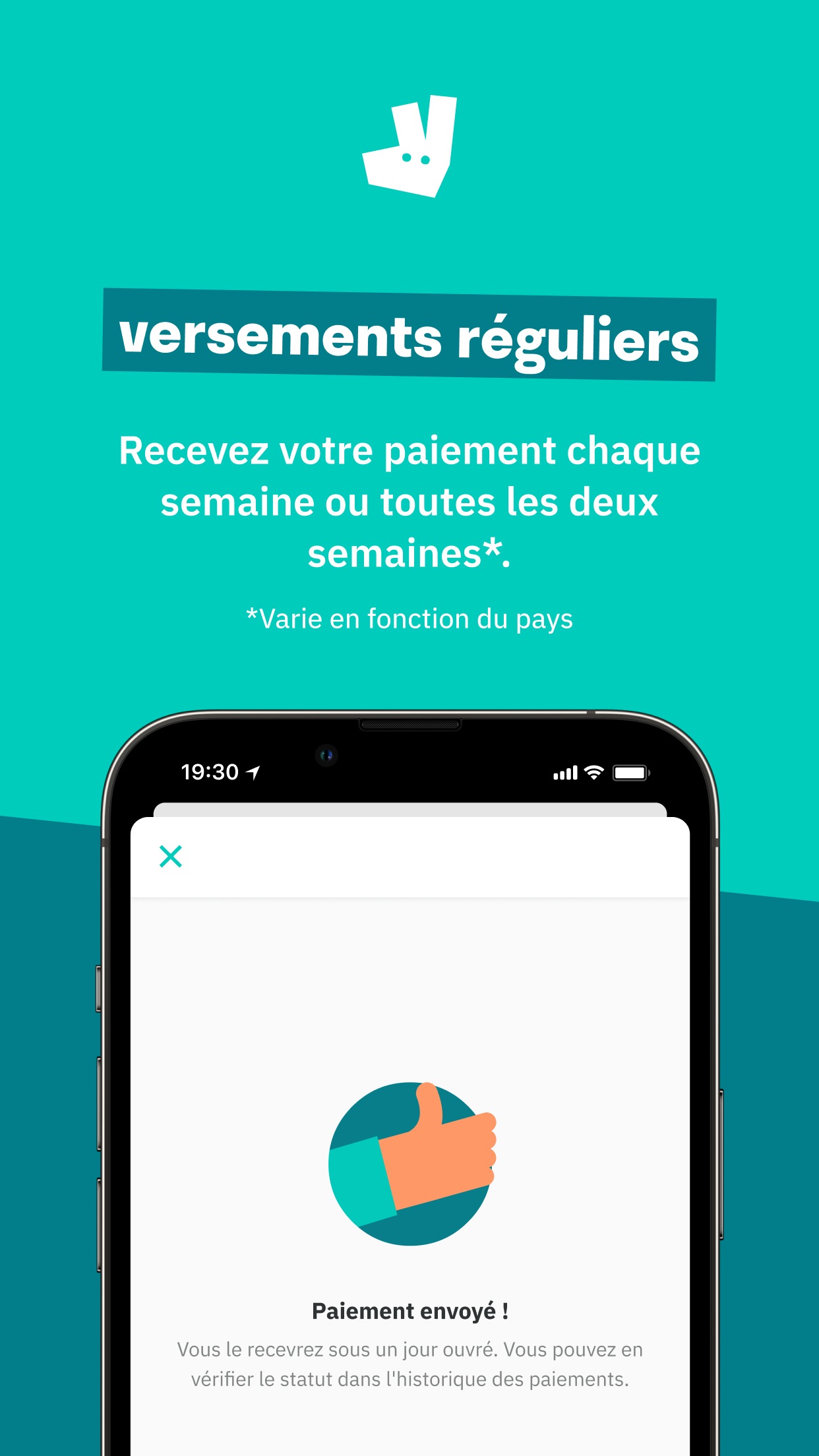 Capture App Store 10 : Paiement coursier : virement, délai, historique
