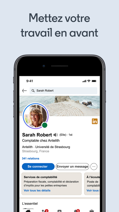 Capture App Store 4 de LinkedIn : Preuve, favori, abonnement, confiance