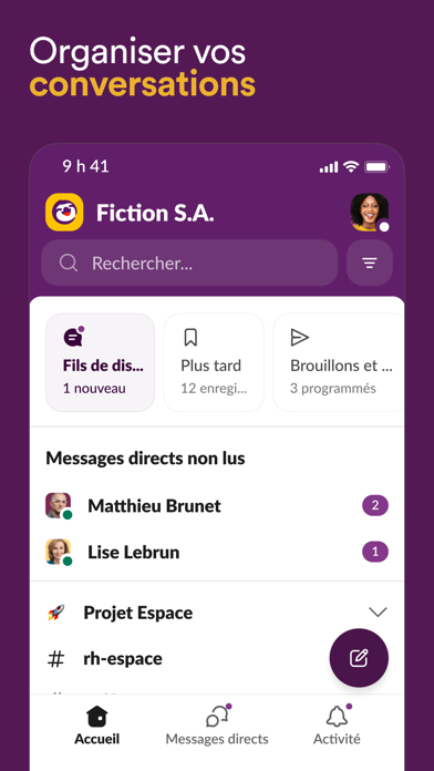 Capture App Store 2 de Slack : Écran de travail : le geste quotidien
