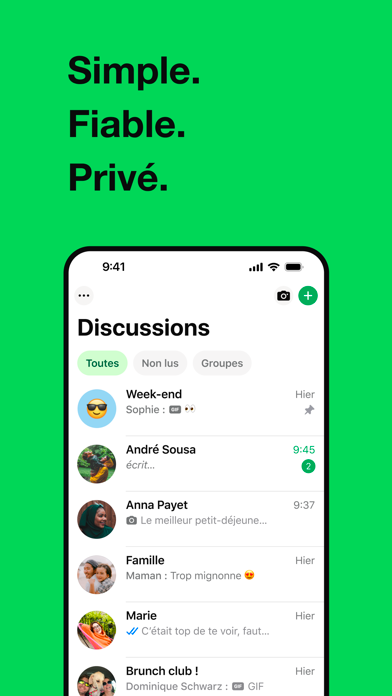 Écran d’accueil de WhatsApp