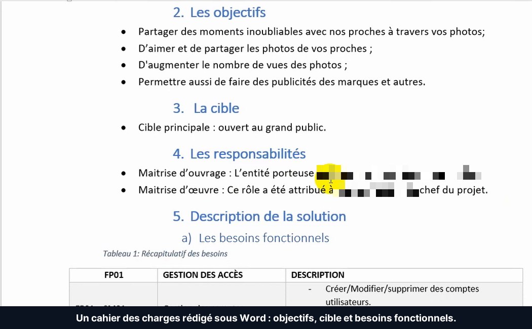 Cahier des charges d'application mobile rédigé sous Word