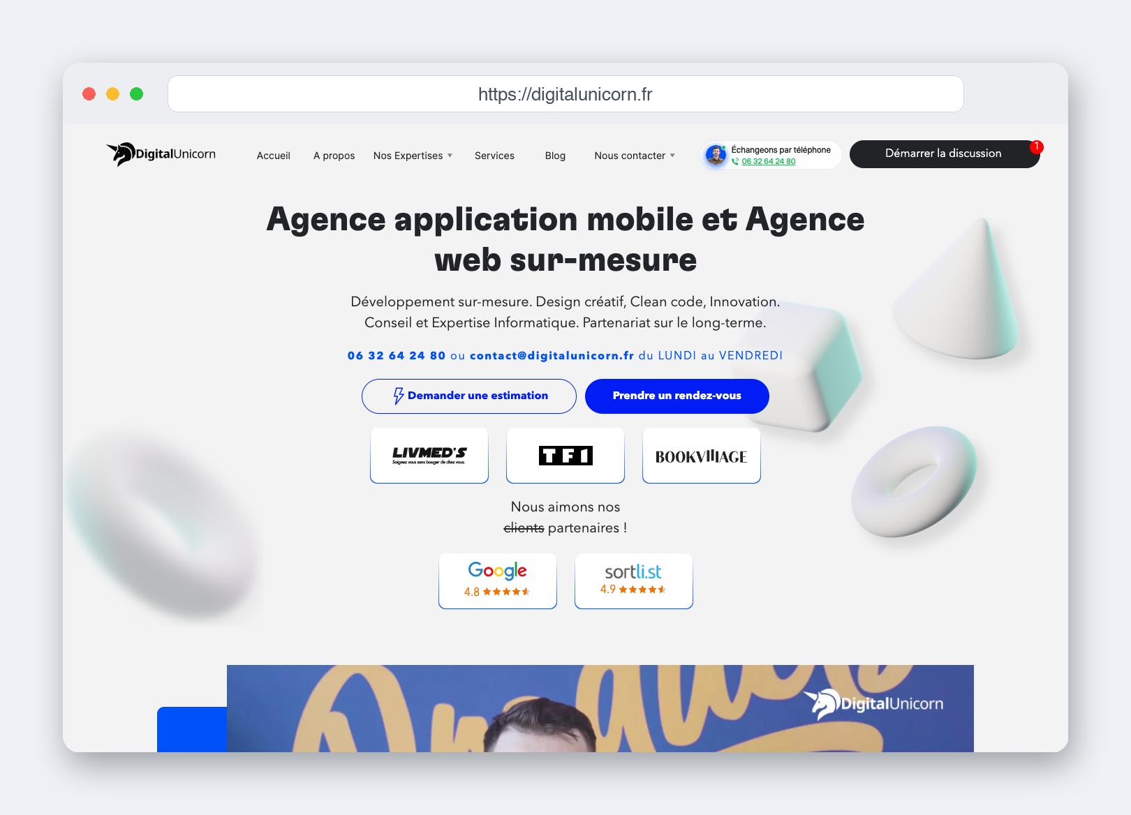 Le site de Digital Unicorn, capture août 2026