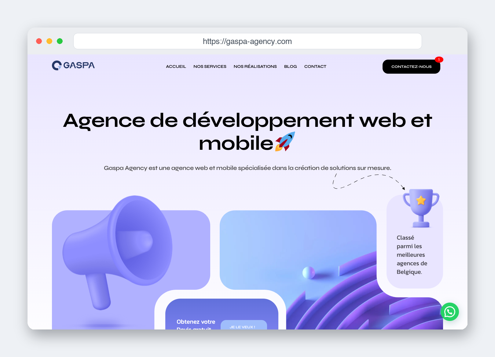 Le site de Gaspa Agency, capture août 2026