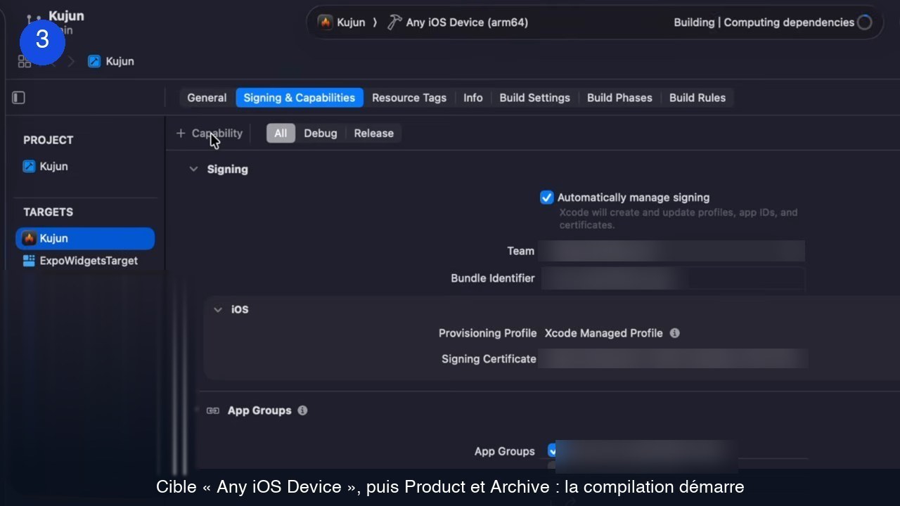 Compilation Xcode avec la cible Any iOS Device