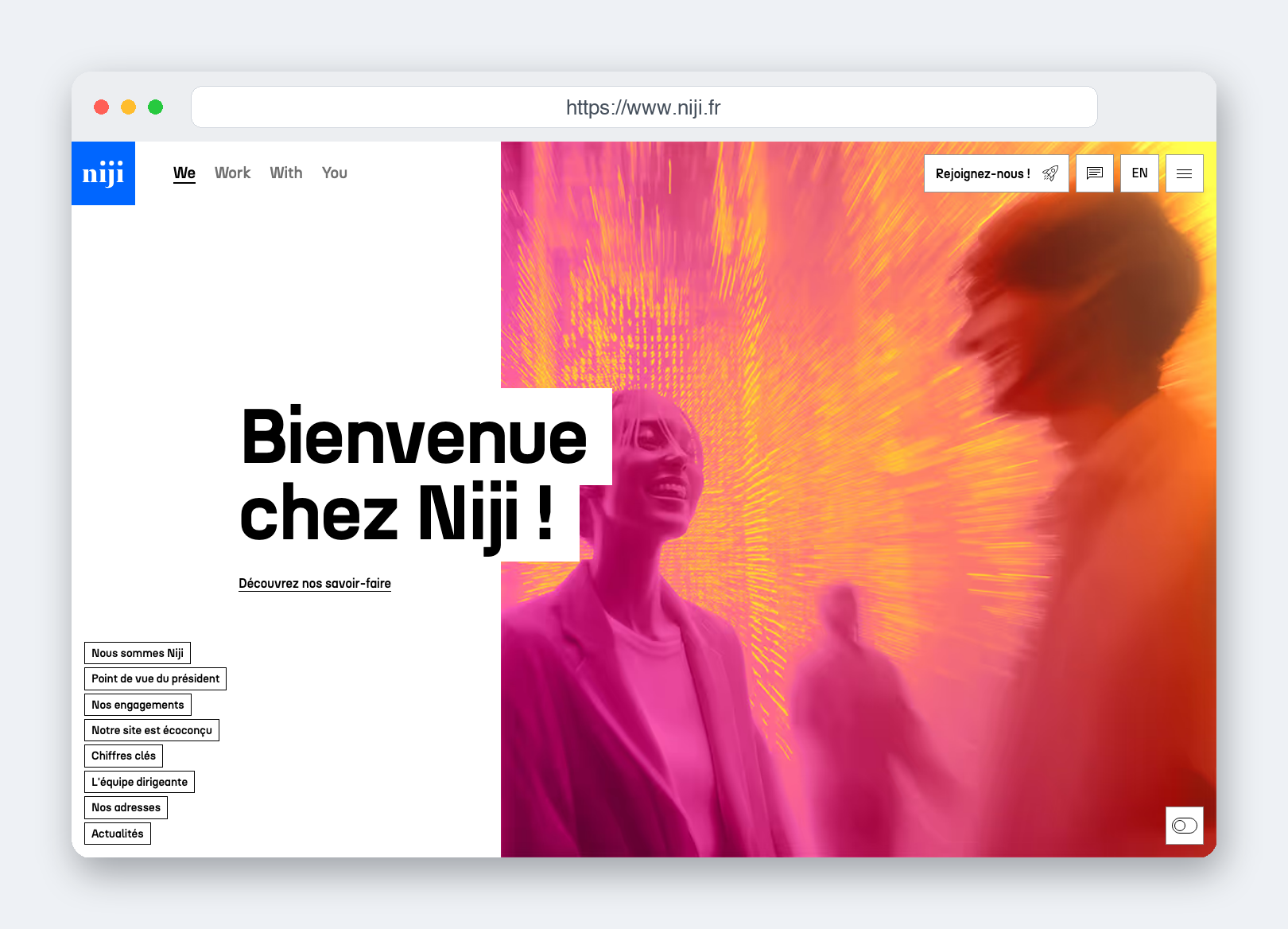 Le site de Niji, capture août 2026