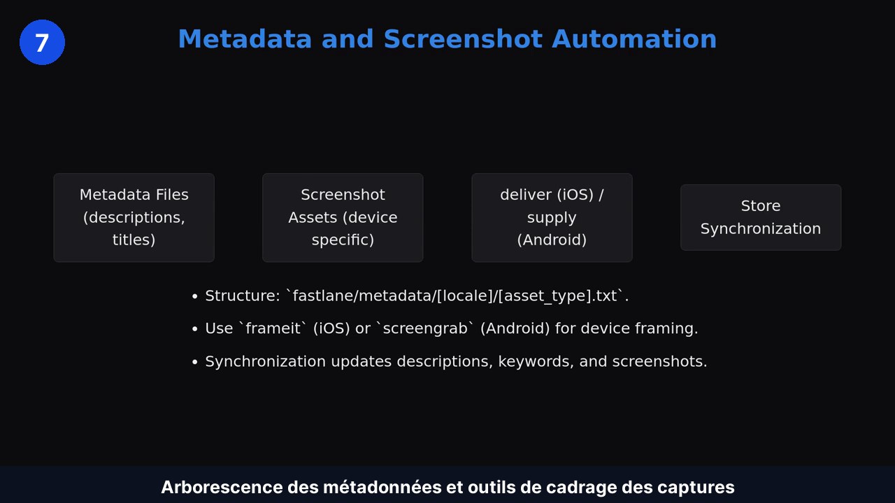 Arborescence des métadonnées Fastlane par langue, avec deliver pour iOS et supply pour Android